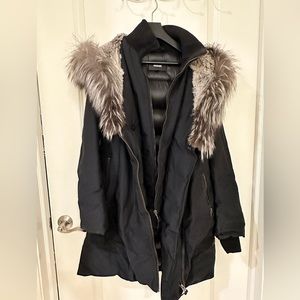 ADALI Down coat with silver fox fur Signature Mackage coat
